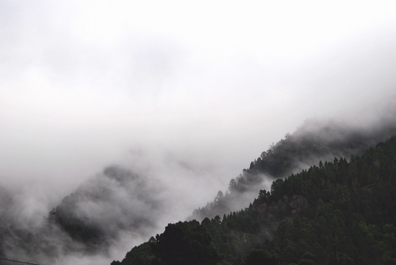 Foggy mountain range